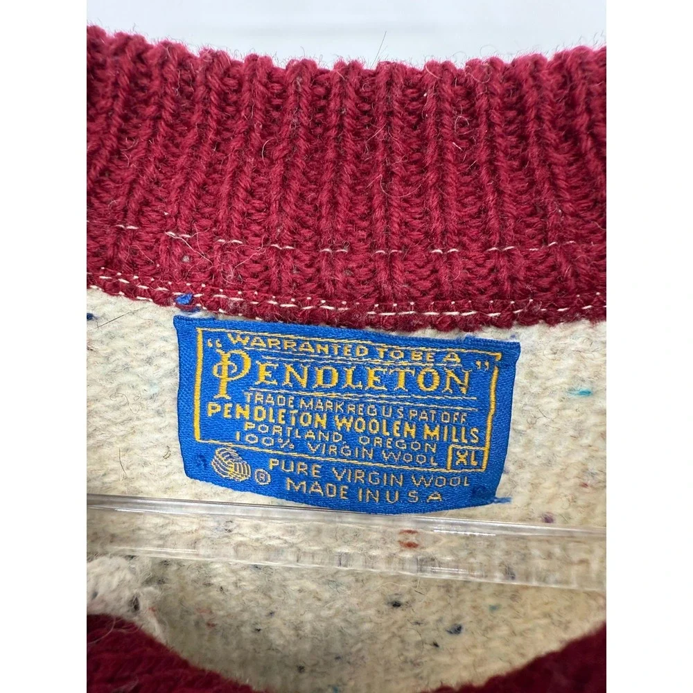 Vintage Pendleton Henley Sweater Size XL 100% Wool Academia Preppy Heritage Knit - Picture 3 of 6